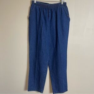Vintage Chic Denim Pull On Pants Modern Size Medium Elastic Waist Jean High Rise
